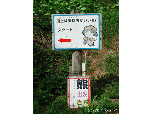 日本一のズリ山階段　スタート　2010年5月　熊出没注意。